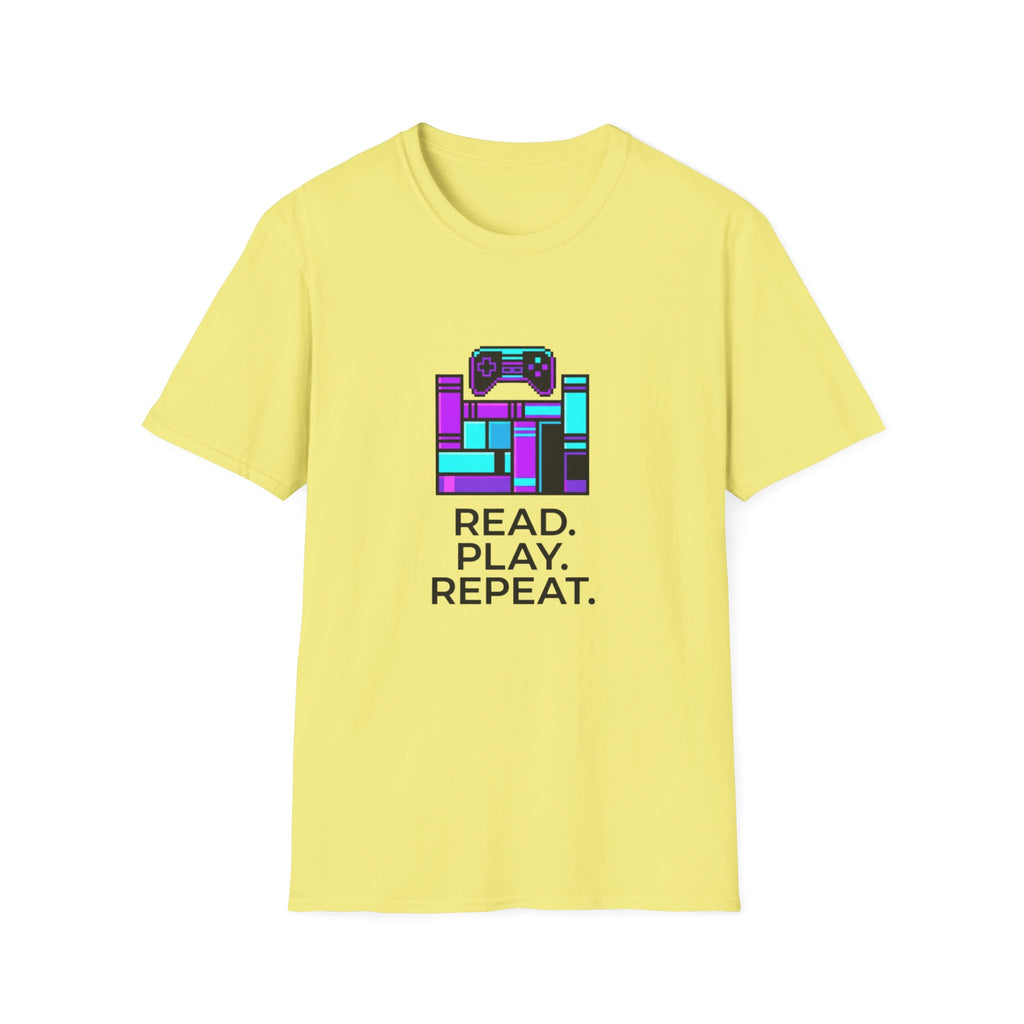 Gaming T-Shirt — Read. Play. Repeat. Retro Controller Graphic