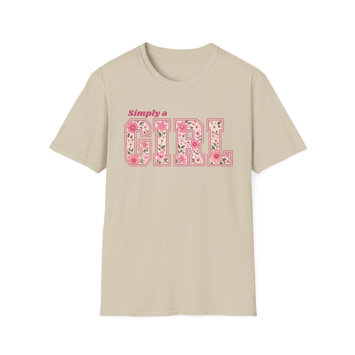 Simply a Girl Floral T-Shirt — Feminine Pink Blossom Graphic Tee