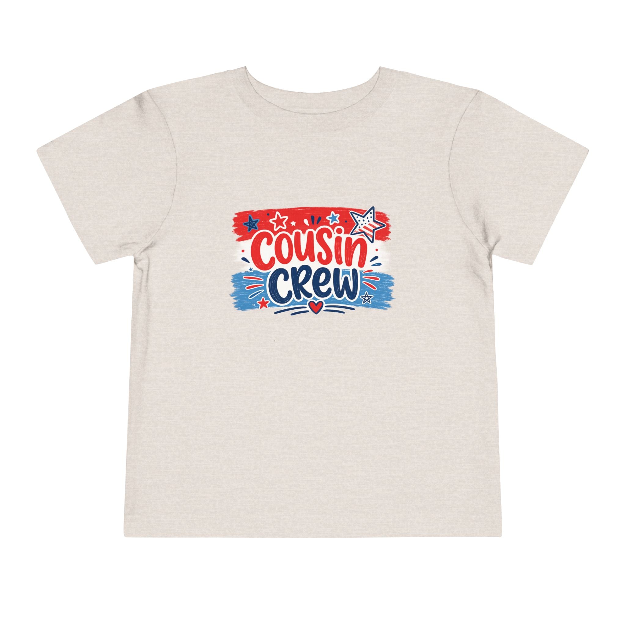 Cousin Crew USA Tee, Patriotic Red White Blue Shirt, Family Matching Star Graphic Top, Fourth of July Celebration Outfit Toddler Short Sleeve Tee