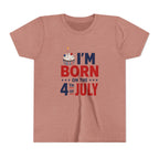 Born on the 4th of July Tee, Patriotic Birthday USA Shirt, Red White Blue Cupcake Graphic Top, Independence Day Celebration Outfit Youth Short Sleeve Tee