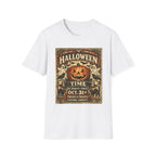 Vintage Halloween Pumpkin T-Shirt — "Halloween Time" Retro Poster Tee