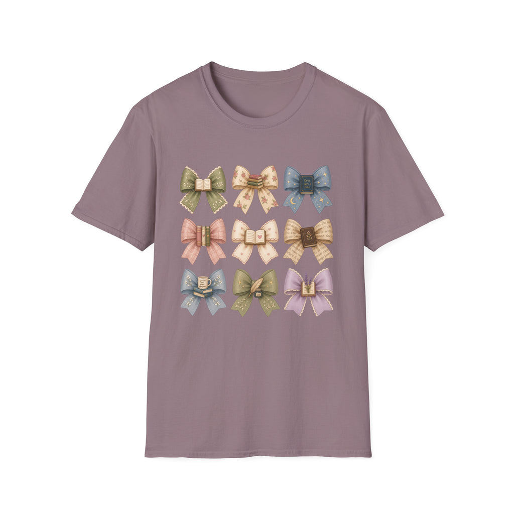 Bow Pattern T-Shirt — Vintage Floral Ribbon Graphic Tee
