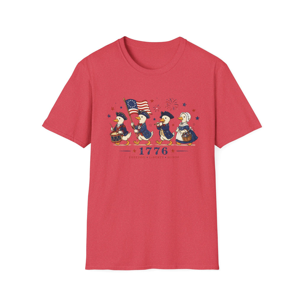 Revolutionary Duck Parade Shirt, Patriotic Duck 1776 T-Shirt, Funny 4th of July Duck Tee, Colonial Duck Marching Band, Freedom Liberty Honor USA Gift