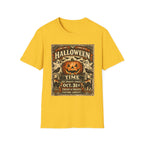 Vintage Halloween Pumpkin T-Shirt — "Halloween Time" Retro Poster Tee