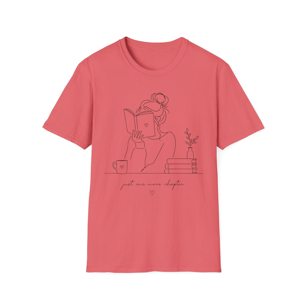 Minimal Line Art Reading Tee — "Just One More Chapter" T-Shirt