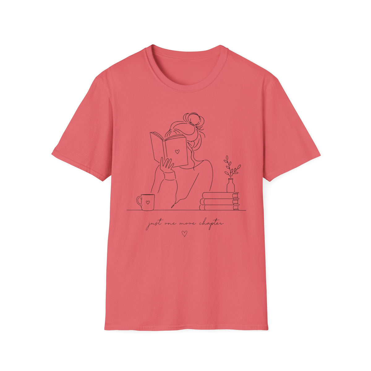 Minimal Line Art Reading Tee — "Just One More Chapter" T-Shirt