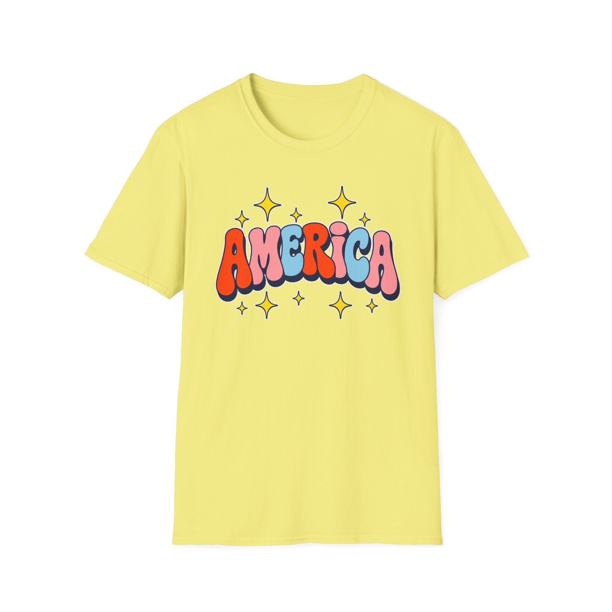 America Retro Patriotic T-Shirt, Groovy Fourth of July Graphic Tee, Vintage Americana Shirt, Cute Summer Independence Day Apparel, Trendy USA Outfit T-Shirt