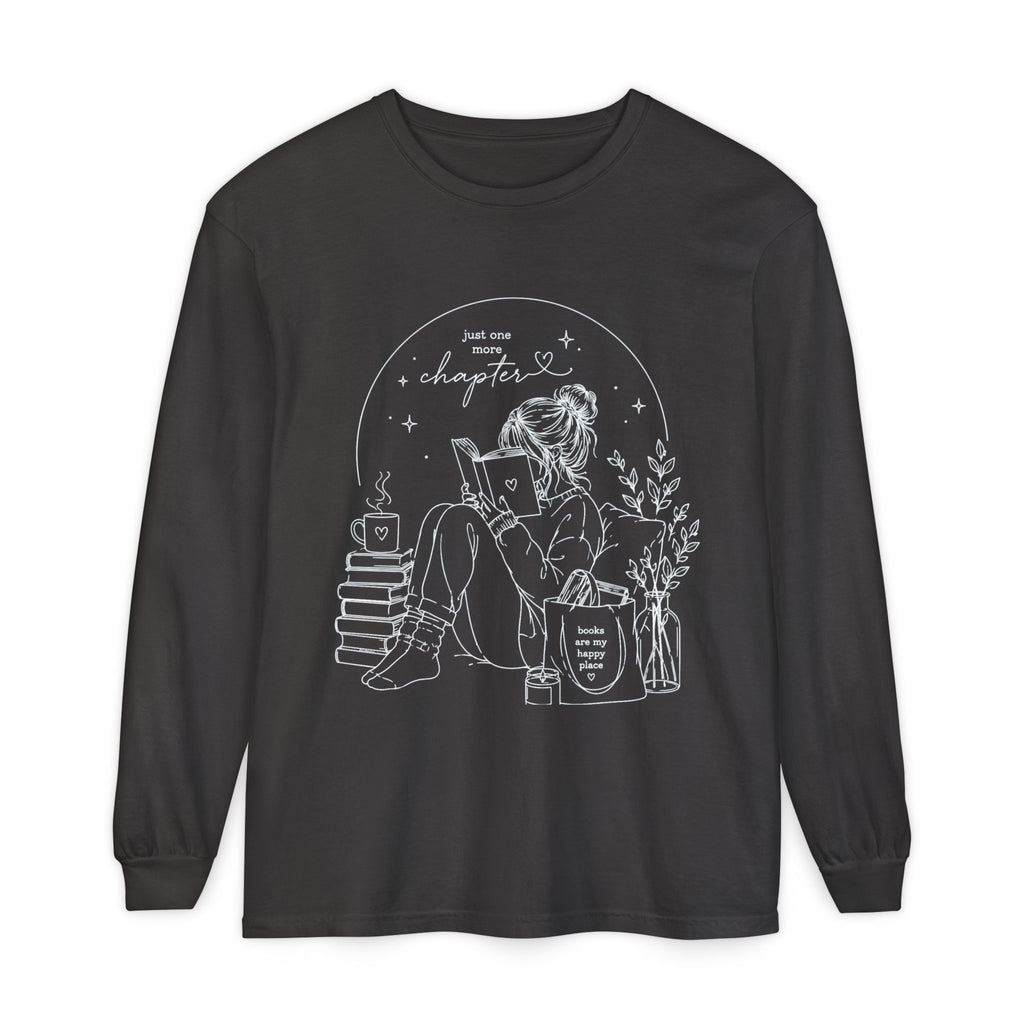 Reading Girl Long Sleeve Tee — "New Chapter" Cozy Booklover Shirt