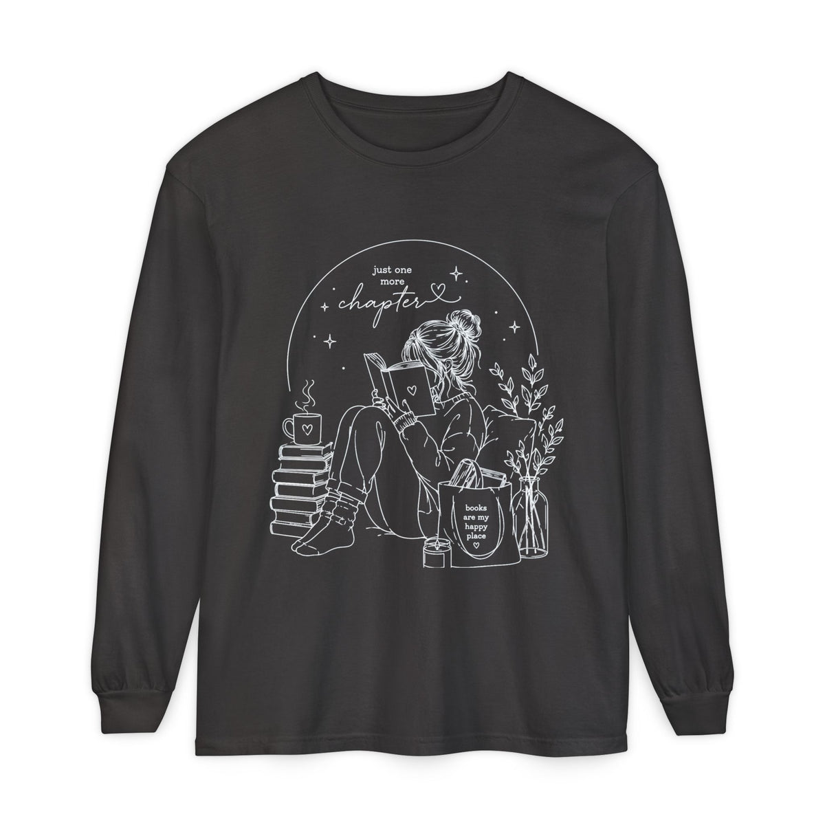 Reading Girl Long Sleeve Tee — "New Chapter" Cozy Booklover Shirt