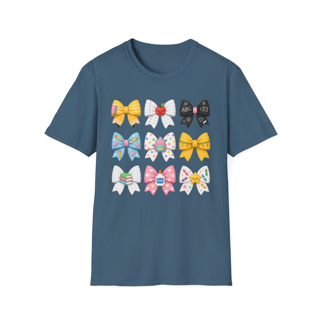 School Bow Graphic T-Shirt — Cute Back-to-School Hair Bows Design