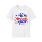 All American Uncle Tee, Patriotic USA Shirt, Red White Blue Fireworks Graphic Top, Fourth of July Celebration Outfit T-Shirt