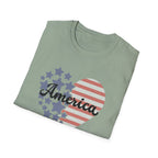 Patriotic America Heart T-Shirt 4th of July USA Graphic Tee