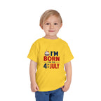 Born on the 4th of July Tee, Patriotic Birthday USA Shirt, Red White Blue Cupcake Graphic Top, Independence Day Celebration Outfit Toddler Short Sleeve Tee