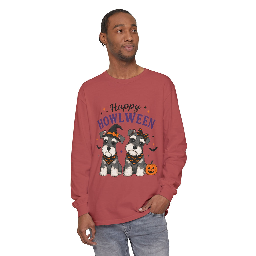 Happy Howlween Schnauzer Dogs in Costume Long Sleeve T-Shirt