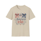 America 250 Years of Freedom Bow Shirt, Coquette Patriotic Trio Bow Tee 1776 2026, 4th of July Women's Vintage Bow T-Shirt, Gingham Stars Floral Patriotic Anniversary Gift