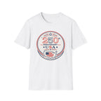 White t-shirt with 250th Anniversary USA design on a white background