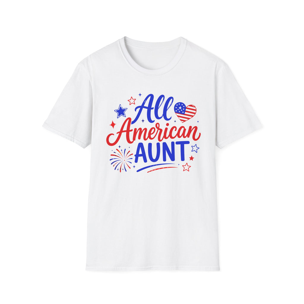 Patriotic All American Aunt Graphic Tee - 4th of July Family T-Shirt