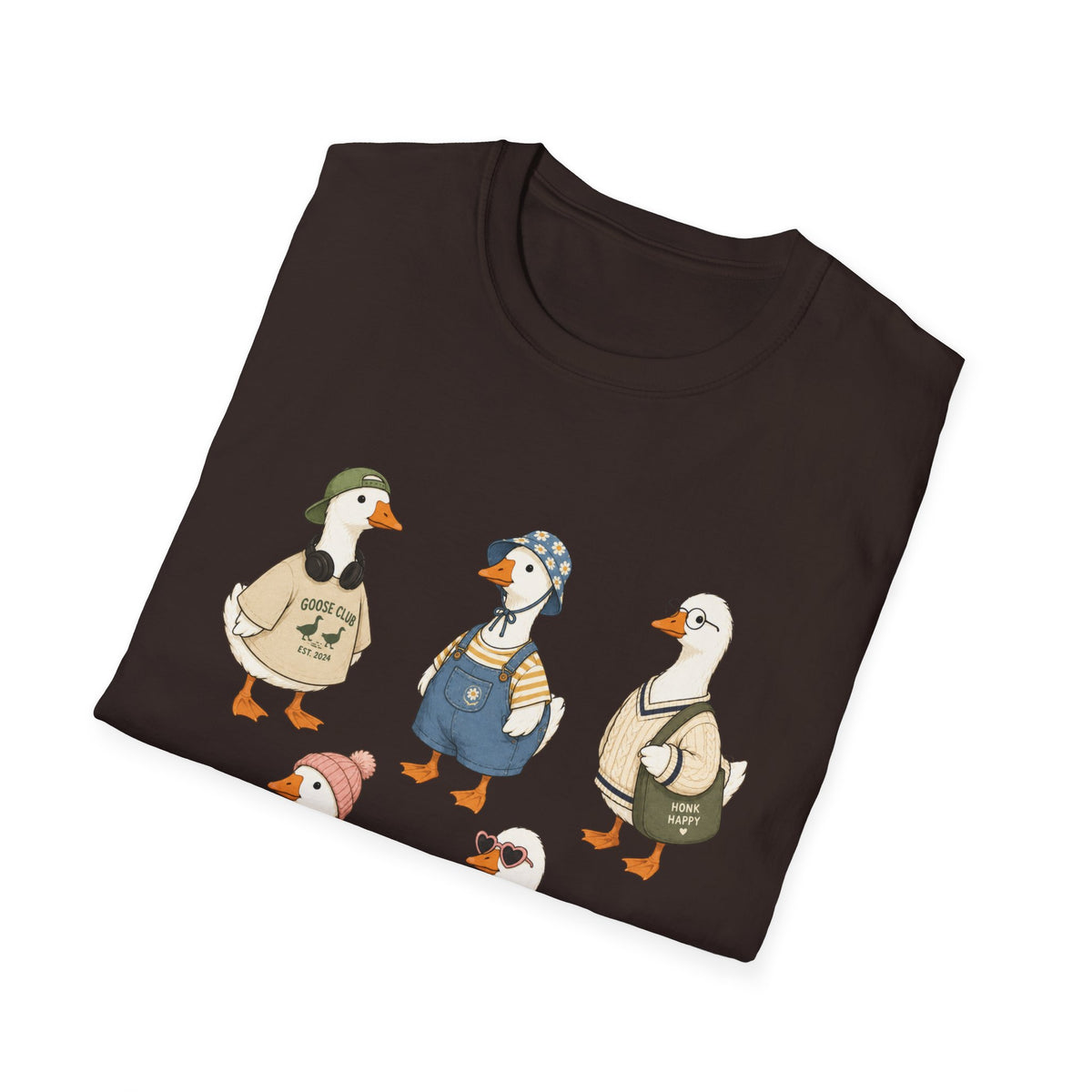Cute Whimsical Vintage Goose Family T-Shirt