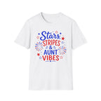 Patriotic Aunt Vibes Graphic Tee - 4th of July Stars and Stripes Family Fireworks T-Shirt
