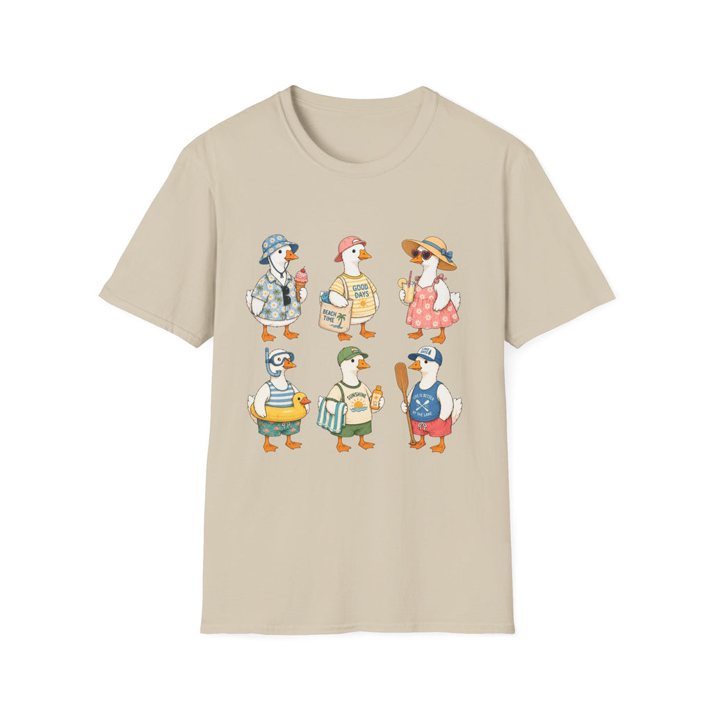 Cute Ducks Beach T-Shirt — Summer Vacation Ducklings Graphic Tee