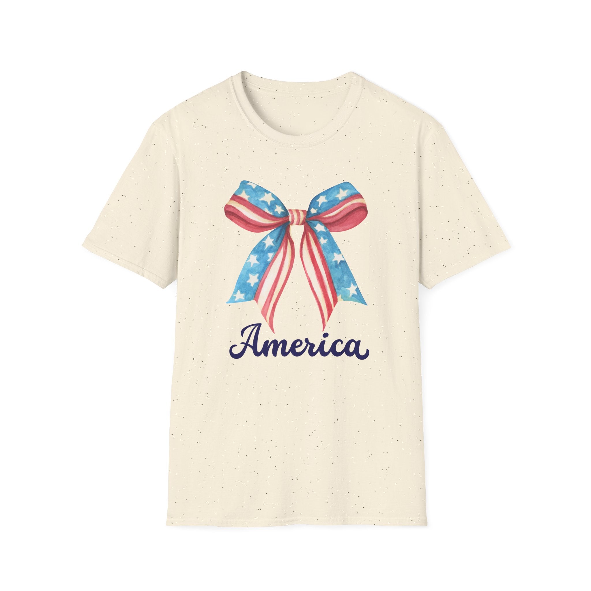 Coquette Patriotic Bow Shirt, 4th of July Women's T-Shirt, American Flag Bow Tee, USA Watercolor Bow, Stars and Stripes Shirt, Independence Day Gift