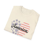 Patriotic America Heart T-Shirt 4th of July USA Graphic Tee