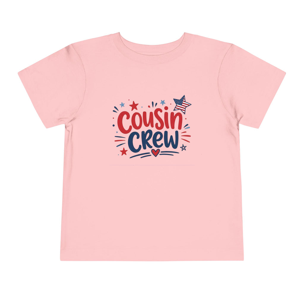Cousin Crew Patriotic T-Shirt, Fourth of July Matching Family Tee, Retro Americana Graphic Shirt, Summer BBQ Outfit, Fireworks Celebration Apparel Toddler Short Sleeve Tee