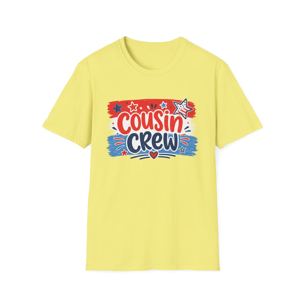 Patriotic Cousin Crew T-Shirt | Distressed American Flag Paint Stroke Graphic Tee, Fourth Of July Family Matching Top