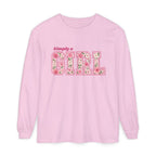 Simply a GIRL Floral Feminine Pink Flower Typography Long Sleeve T-shirt
