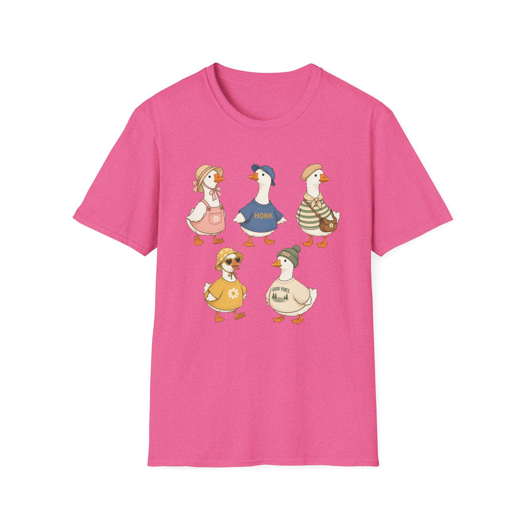Cute Vintage Farm Ducks Graphic T-Shirt — Whimsical "Honk" Goose Family Tee