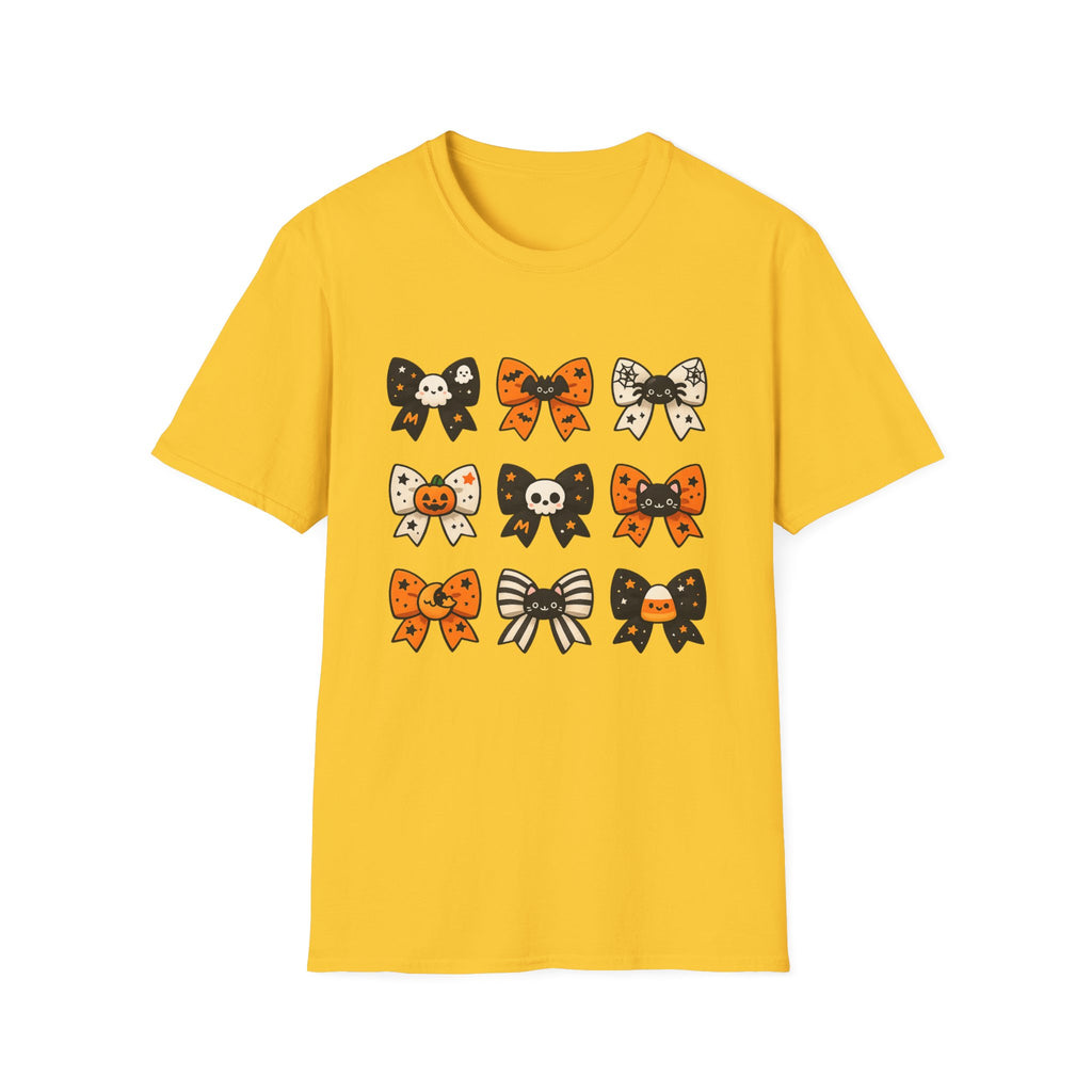 Halloween Bow T-Shirt — Cute Spooky Bows with Skulls, Pumpkins & Cats