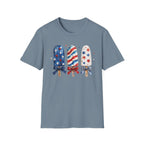 Patriotic Popsicle T-Shirt, Watercolor 4th of July Ice Cream Bow Tee, Cute Summer America Popsicle Shirt, Stars Stripes Coquette Bow Treat Gift Women