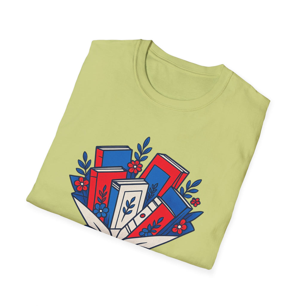 Patriotic Book Lover T-Shirt, Americana Reading Graphic Tee, Retro Library Shirt, Fourth of July Books Design, Cute Teacher Reader Apparel T-Shirt