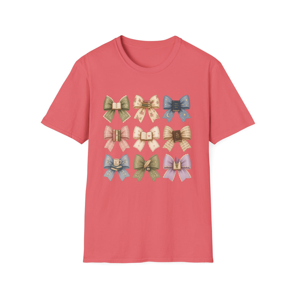 Bow Pattern T-Shirt — Vintage Floral Ribbon Graphic Tee
