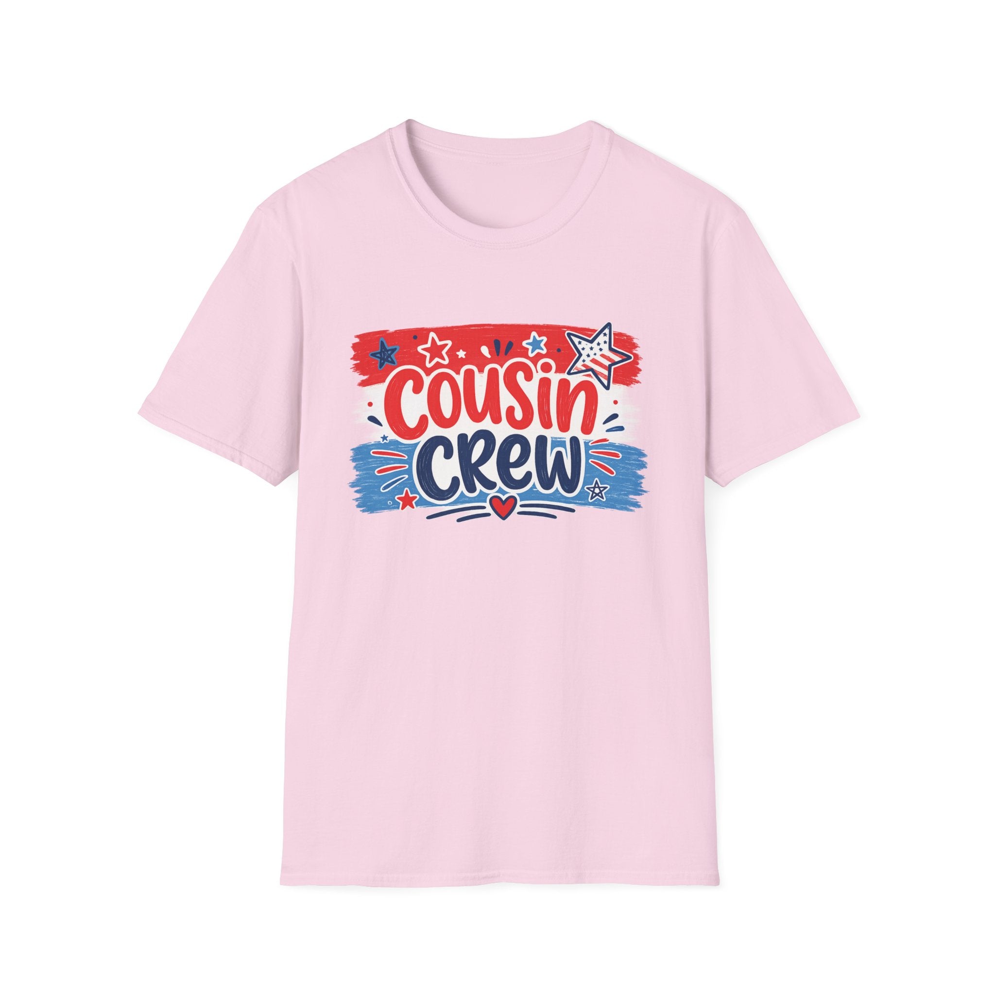 Patriotic Cousin Crew T-Shirt | Distressed American Flag Paint Stroke Graphic Tee, Fourth Of July Family Matching Top