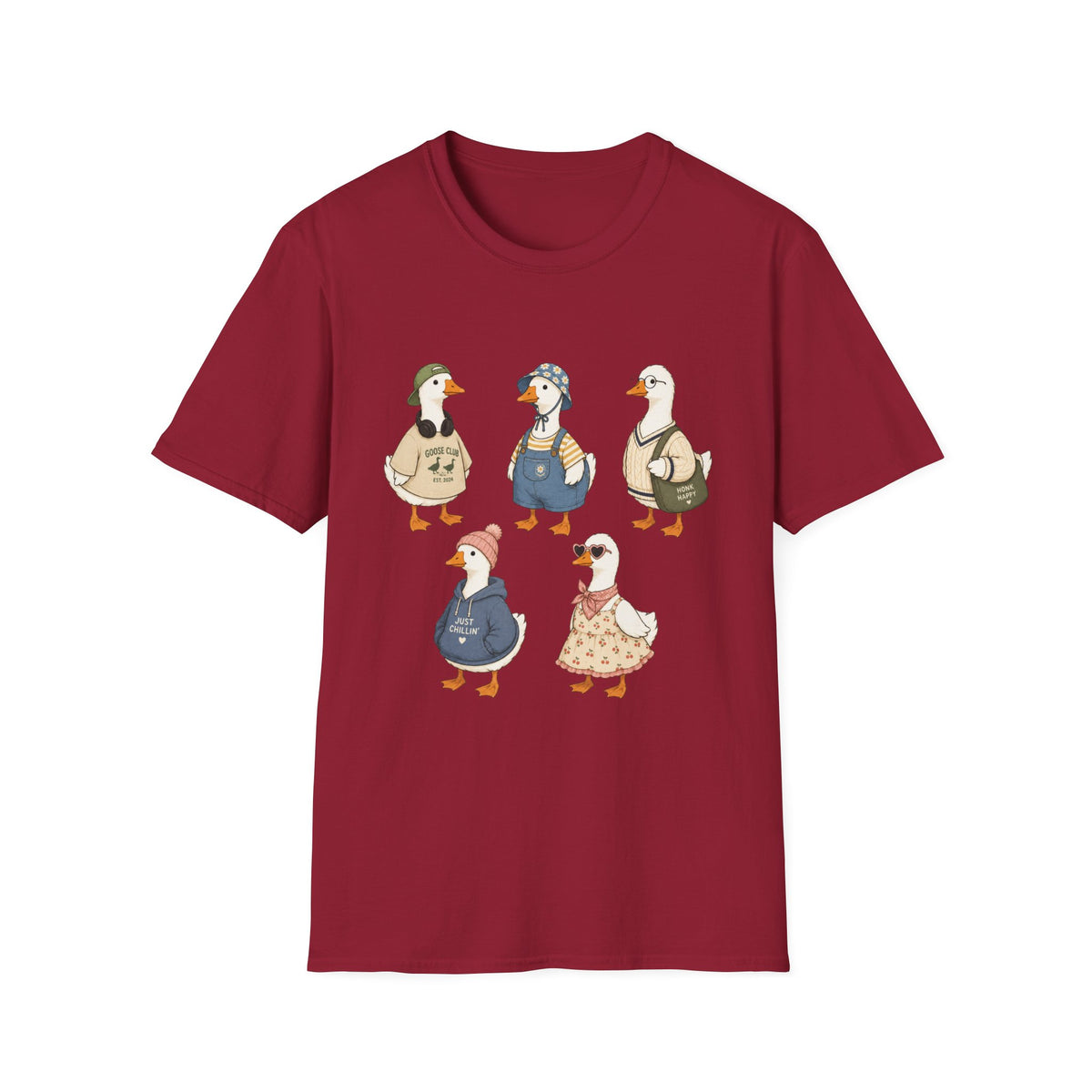 Cute Whimsical Vintage Goose Family T-Shirt