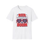 Red White Boom Sunglasses Shirt, Funny Patriotic Heart Glasses Firework Tee, 4th of July Pun Party T-Shirt, Retro Boom America Celebration Gift