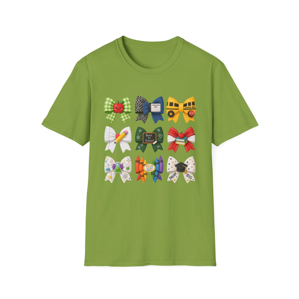 Back to School Cheer Bow T-Shirt — Cute School-Themed Hair Bows Design