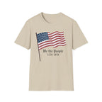 We the People 1776 2026 Waving Flag T-Shirt, Classic Patriotic Flagpole Anniversary Tee, Traditional American Flag 250th Shirt, Gothic Script Constitution
