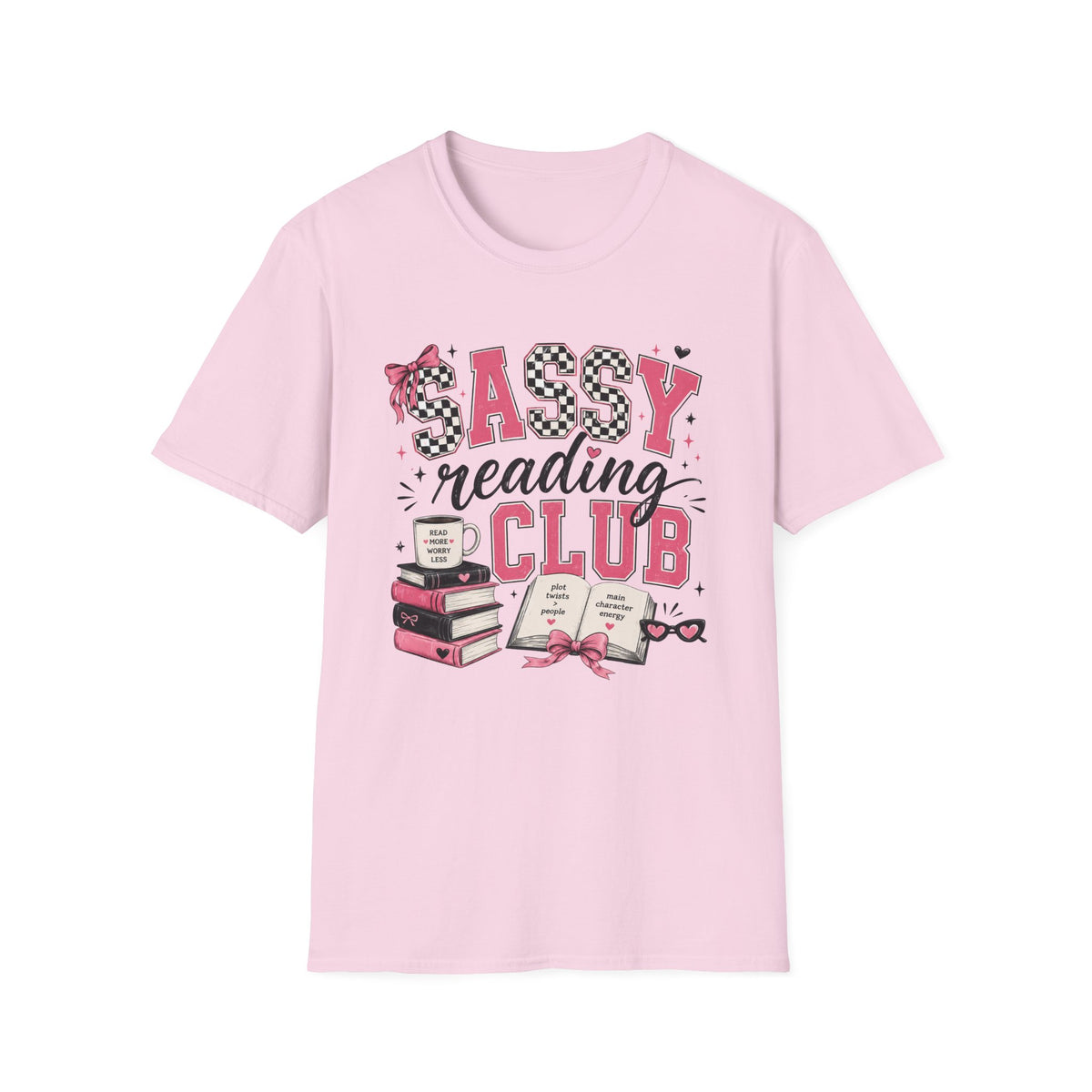 Sassy Reading Club T-Shirt — Playful Pink Book Lover Tee