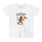 Hot Doggin Since 1776 Tee, Patriotic USA Hot Dog Shirt, Funny Summer Cartoon Graphic Top, Fourth of July Celebration Outfit Youth Short Sleeve Tee