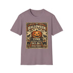 Vintage Halloween Pumpkin T-Shirt — "Halloween Time" Retro Poster Tee