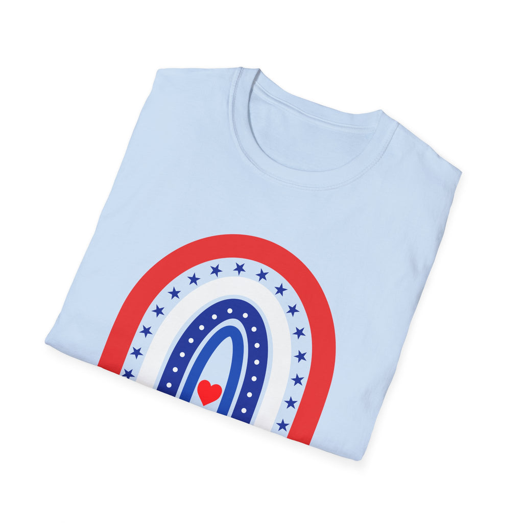Patriotic Rainbow 250 Years T-Shirt, Boho 4th of July Rainbow Tee, America 250th Anniversary Shirt, Cute USA Rainbow Heart Gift, Independence Day