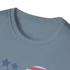 America Heart Patriotic T-Shirt, Vintage USA Flag Graphic Tee, Retro Fourth of July Shirt, Soft Americana Aesthetic Apparel, Cute Summer Holiday Outfit T-Shirt