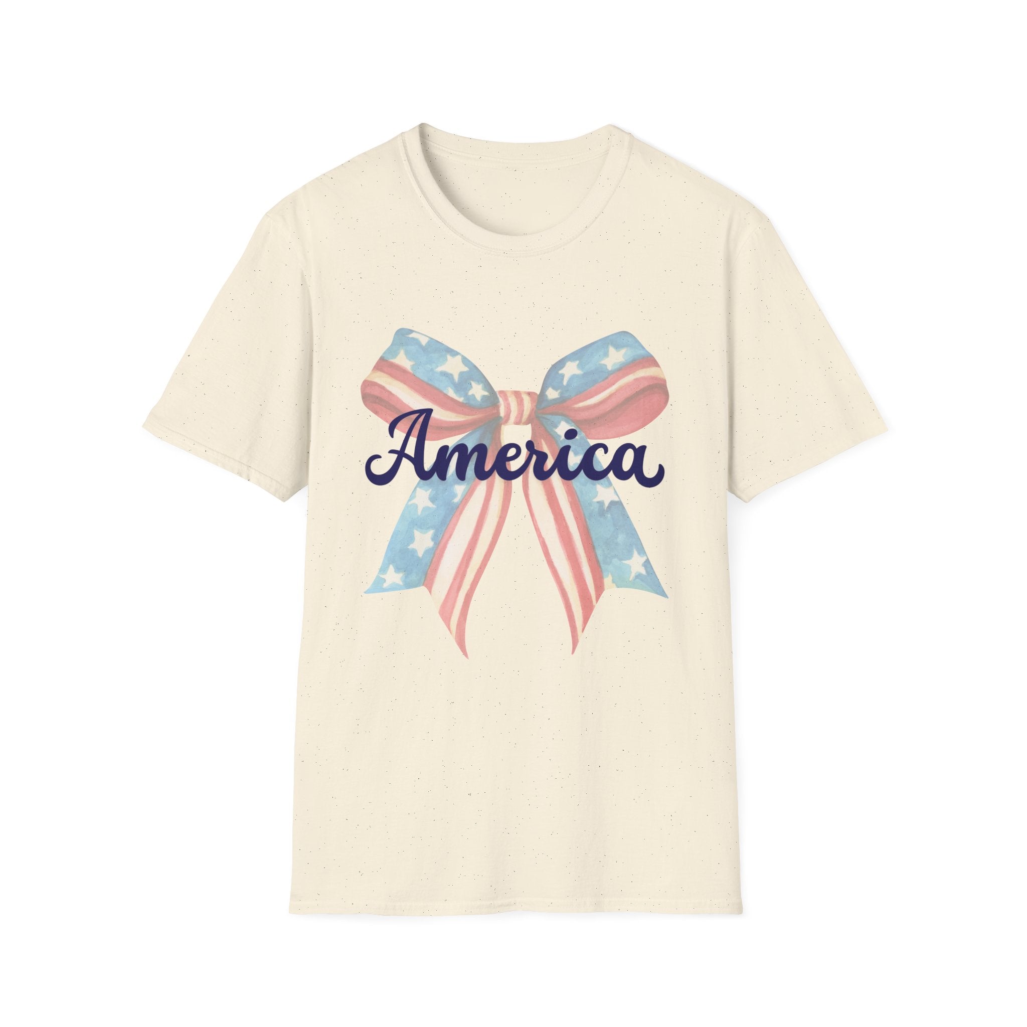 America Bow Patriotic T-Shirt, Coquette Fourth of July Graphic Tee, Vintage Americana Ribbon Shirt, Cute USA Holiday Apparel, Soft Girl Patriotic Outfit