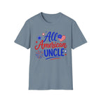 All American Uncle Tee, Patriotic USA Shirt, Red White Blue Fireworks Graphic Top, Fourth of July Celebration Outfit T-Shirt