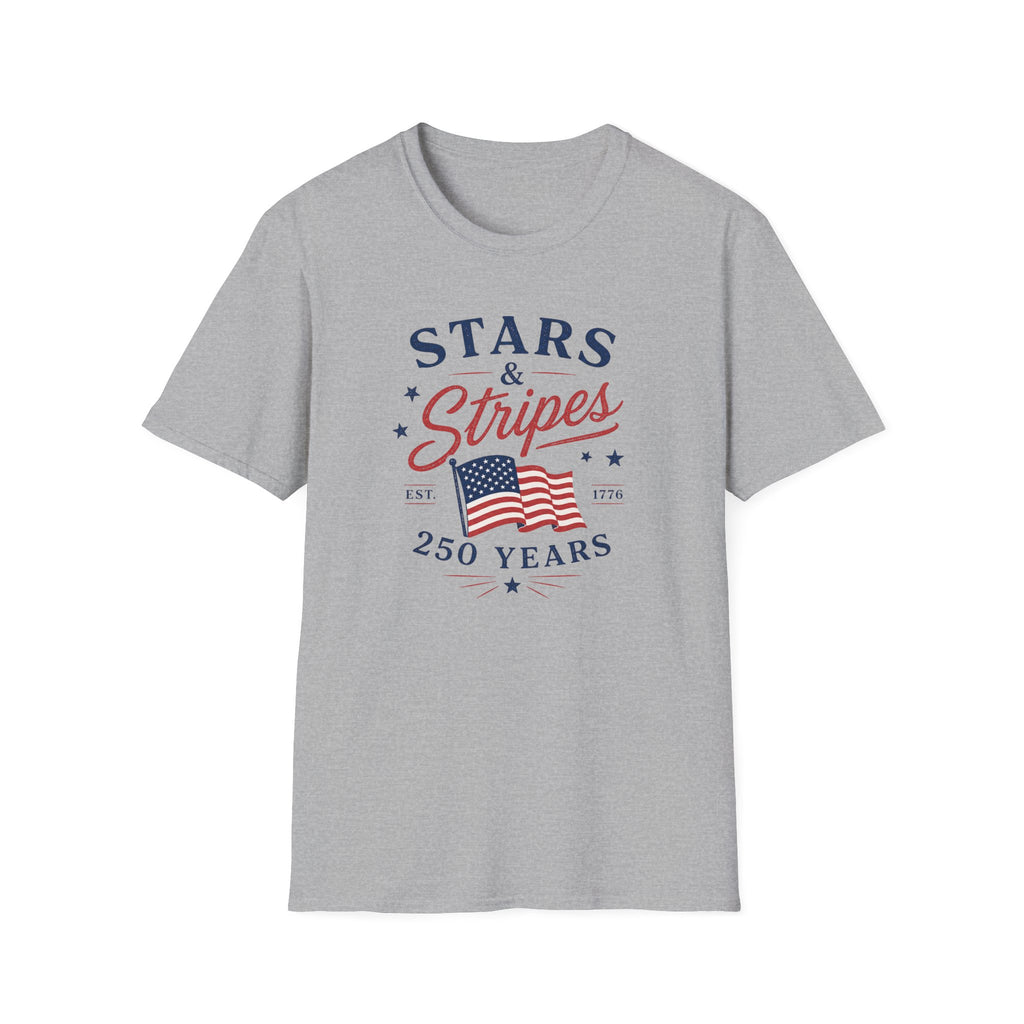 Stars and Stripes 250 Years Tee, EST 1776 USA Shirt, Red White Blue Flag Graphic Top, Patriotic American Heritage Outfit T-Shirt
