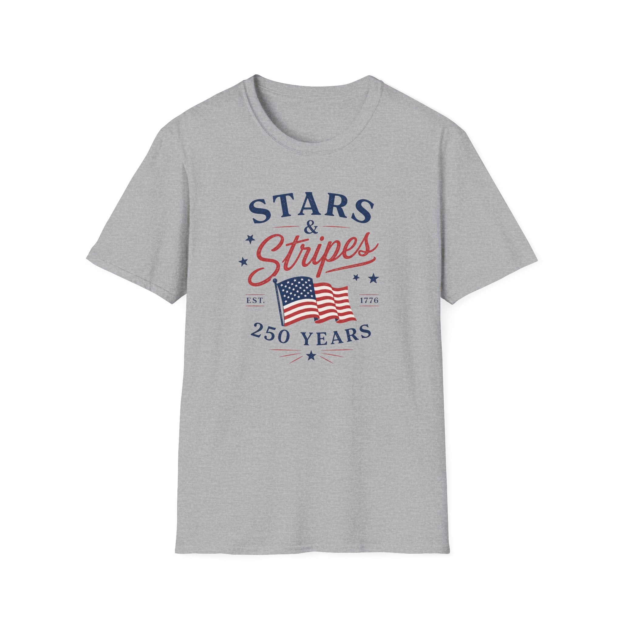 Stars and Stripes 250 Years Tee, EST 1776 USA Shirt, Red White Blue Flag Graphic Top, Patriotic American Heritage Outfit T-Shirt