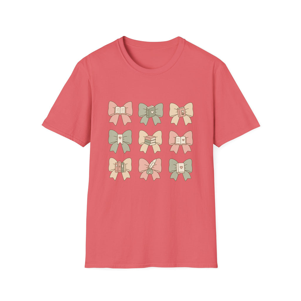 Reading Bows T‑Shirt — Pastel Book Lover Graphic Tee