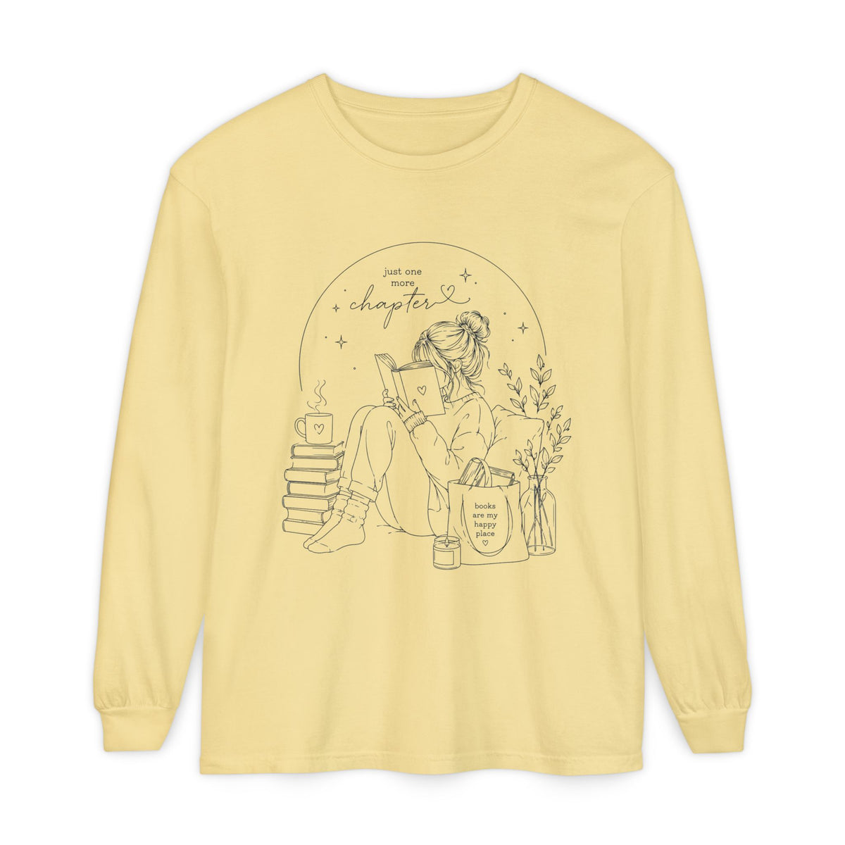Reading Girl Long Sleeve Tee — "New Chapter" Cozy Booklover Shirt